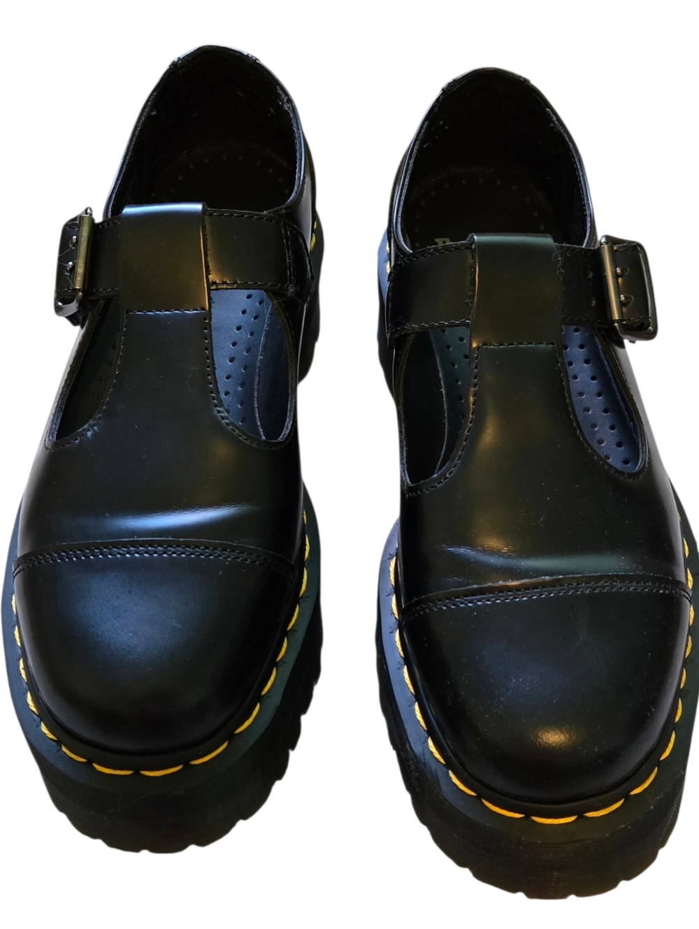 SOLD!! SOLD!! r. Martens Bethan Polished Smooth Leather Platform Mary Janes - Picture 2 of 11